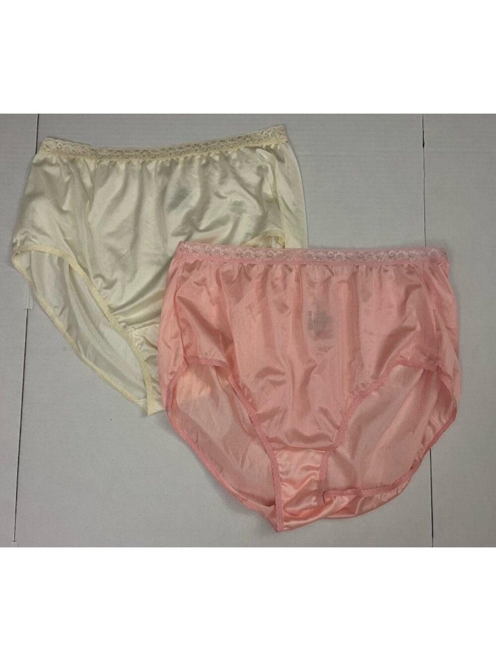JMS Just My Size 100% Nylon Panties Women's 13 Lace Waistband Shiny 2pr NW